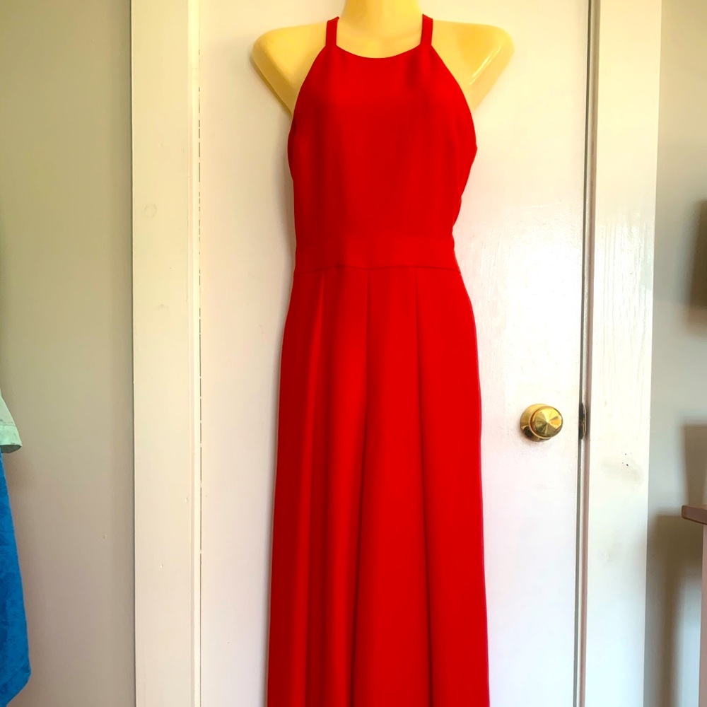 Red Sleeveless wide leg pantsuit